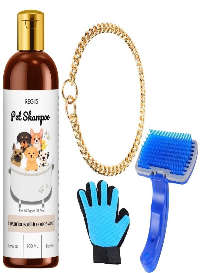 REGIIS Pet Grooming Set, Dog Brush and Glove with Shampoo, 200 ml(PACK OF 4) - Image 1
